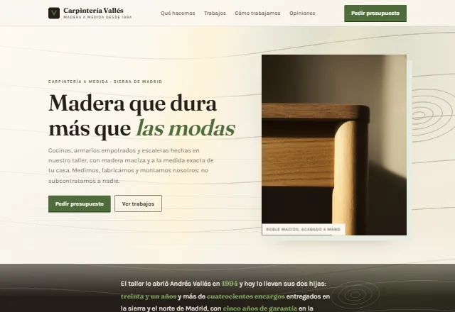 Web de ejemplo de una carpintería a medida